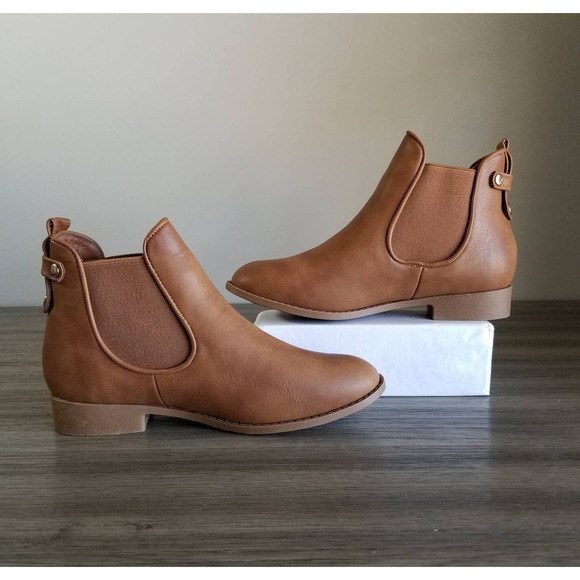 TOP Moda Shoes - Top Moda Women's Brown Faux Leather Western Chelsea Ankle Boots Size: 7.5M New